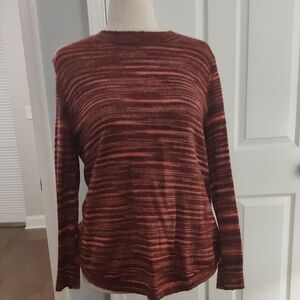 Striped Cranberry and Orange Sweater